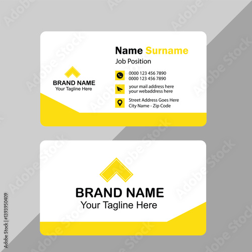 Creative modern yellow business card design, name card corporate visiting card and simple clean template