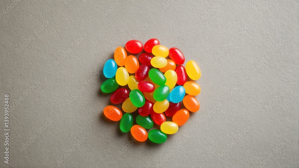 A Vibrant Array: Close-Up of Colorful Jelly Beans Creating a Sweet and Sugary Treat against a Simple Backdrop. A Vibrant Array: Close-Up of Colorful Jelly Beans Creating a Sweet and Sugary Treat against a Simple Backdrop.