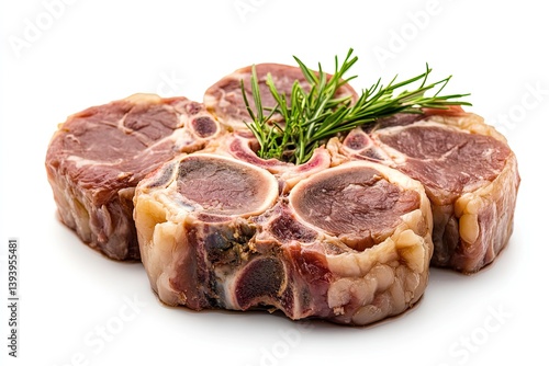 A realistic photo of Slow-Braised Veal Osso Buco, hyper-realistic, isolated on white