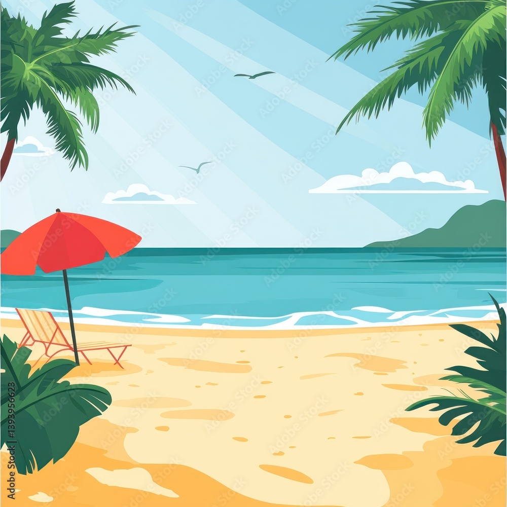 Obraz premium Empty tropical beach scene under sunny skies