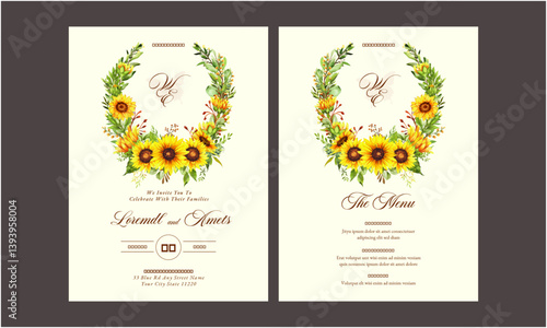Sunflowers Wedding Invitation Template