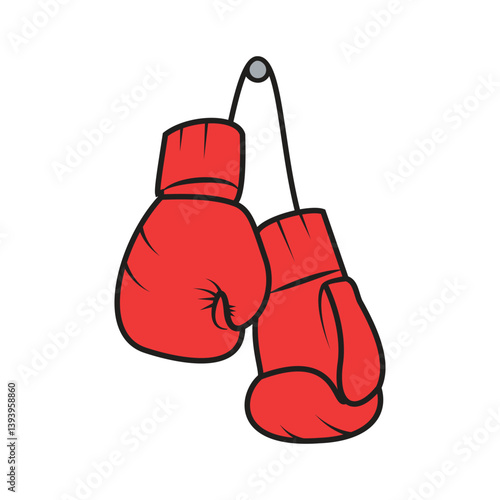 Red boxing gloves hanging on a hook
