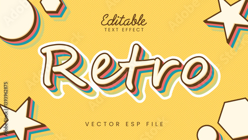 Vintage Pop Art Text Effect with Yellow Background and Decorative Elements