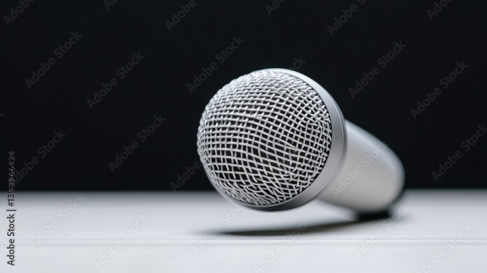 Close-up of a microphone against a dark background Close-up of a microphone against a dark background