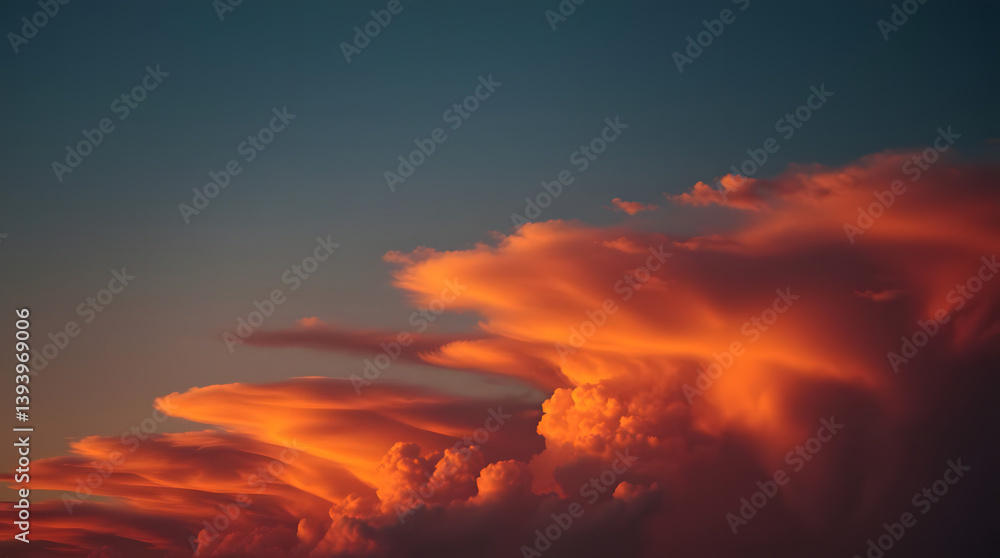 Fototapeta premium Toned dramatic sky background. orange pink clouds. Cloudscape. Fantastic sunset.