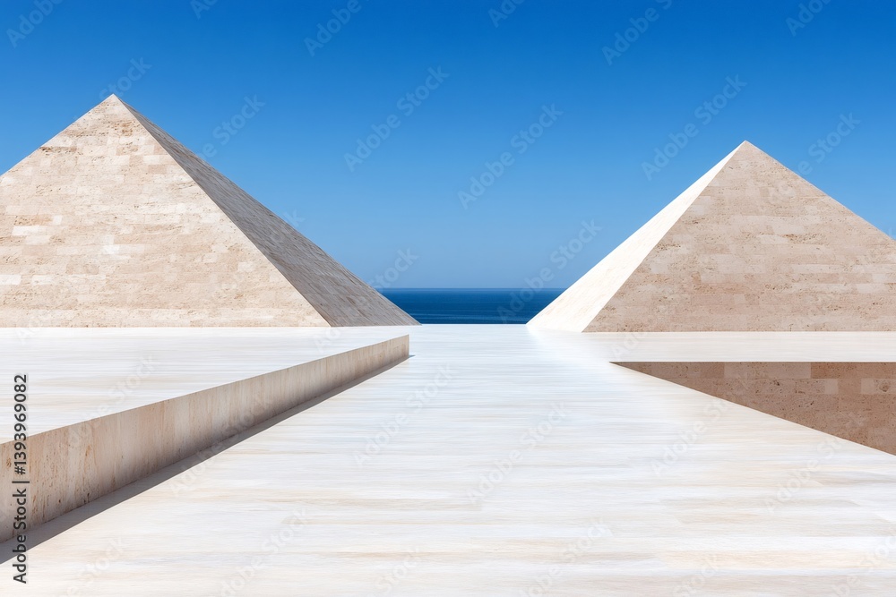 Majestic pyramids overlooking the Mediterranean Sea in the Bibliotheca Alexandrina, Egypt Majestic pyramids overlooking the Mediterranean Sea in the Bibliotheca Alexandrina, Egypt