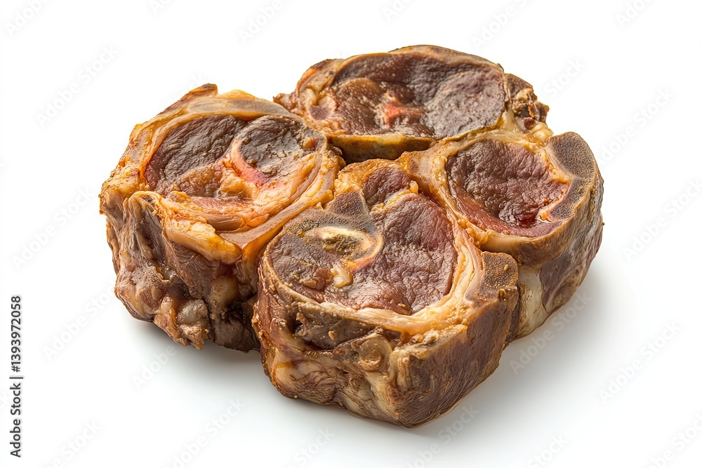 A realistic photo of Slow-Cooked Osso Buco, hyper-realistic, isolated on white A realistic photo of Slow-Cooked Osso Buco, hyper-realistic, isolated on white
