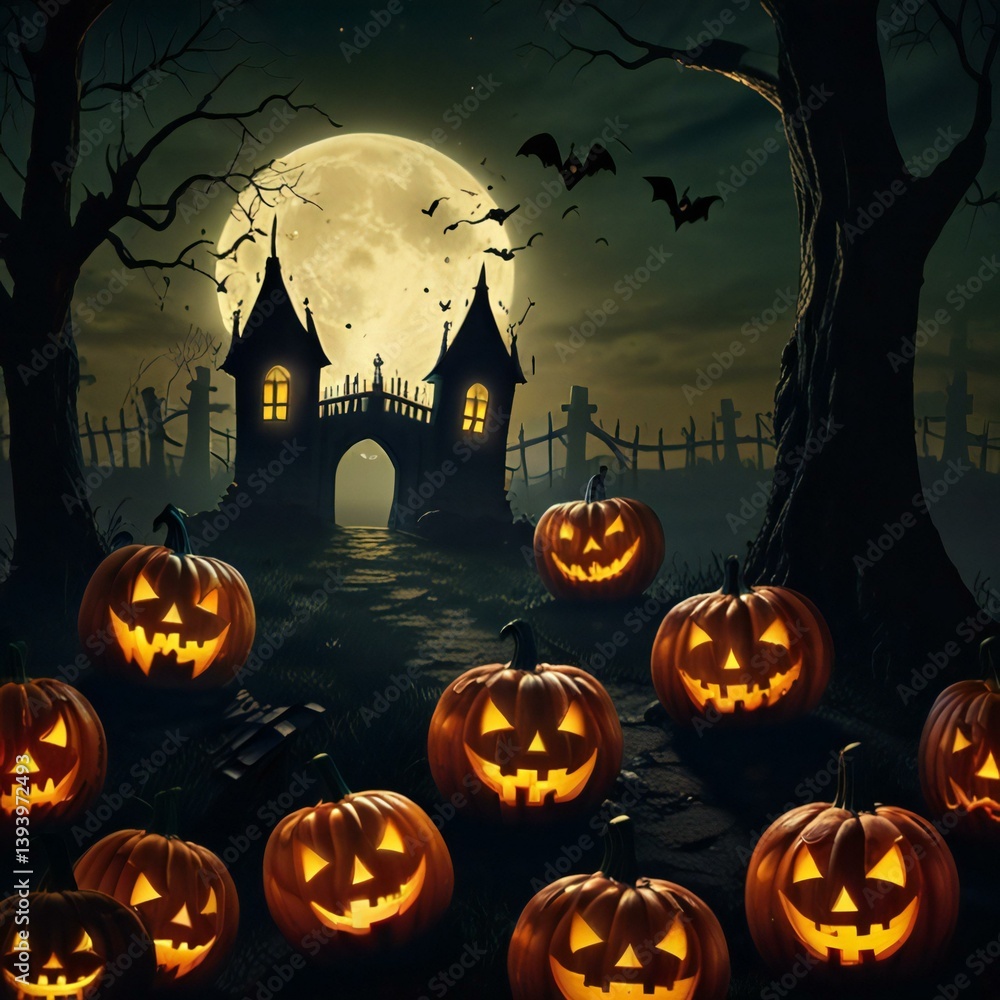Fototapeta premium halloween background with pumpkin