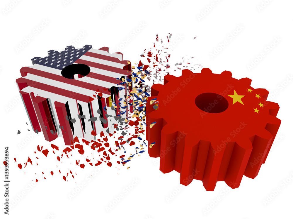 usa vs china financial war - 3d rendering