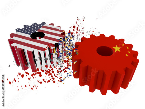 Obraz na płótnie usa vs china financial war - 3d rendering w salonie