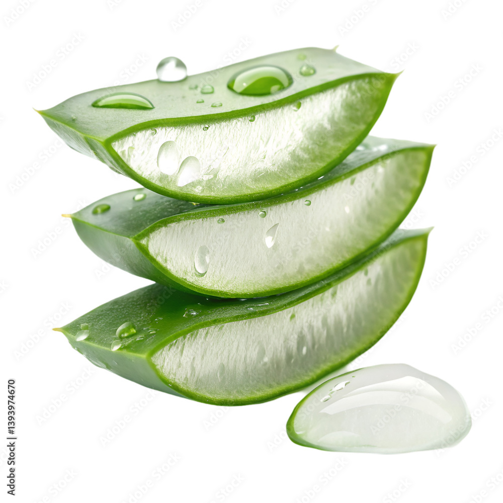 custom made wallpaper toronto digitalAloevera slices with water drop isolated on white background