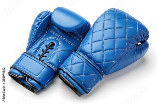 Blue boxing gloves with a quilted design, symbolizing strength and discipline.