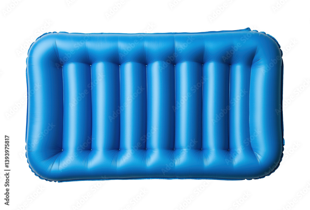 Fototapeta premium Blue inflatable mattress, isolated on a transparent background