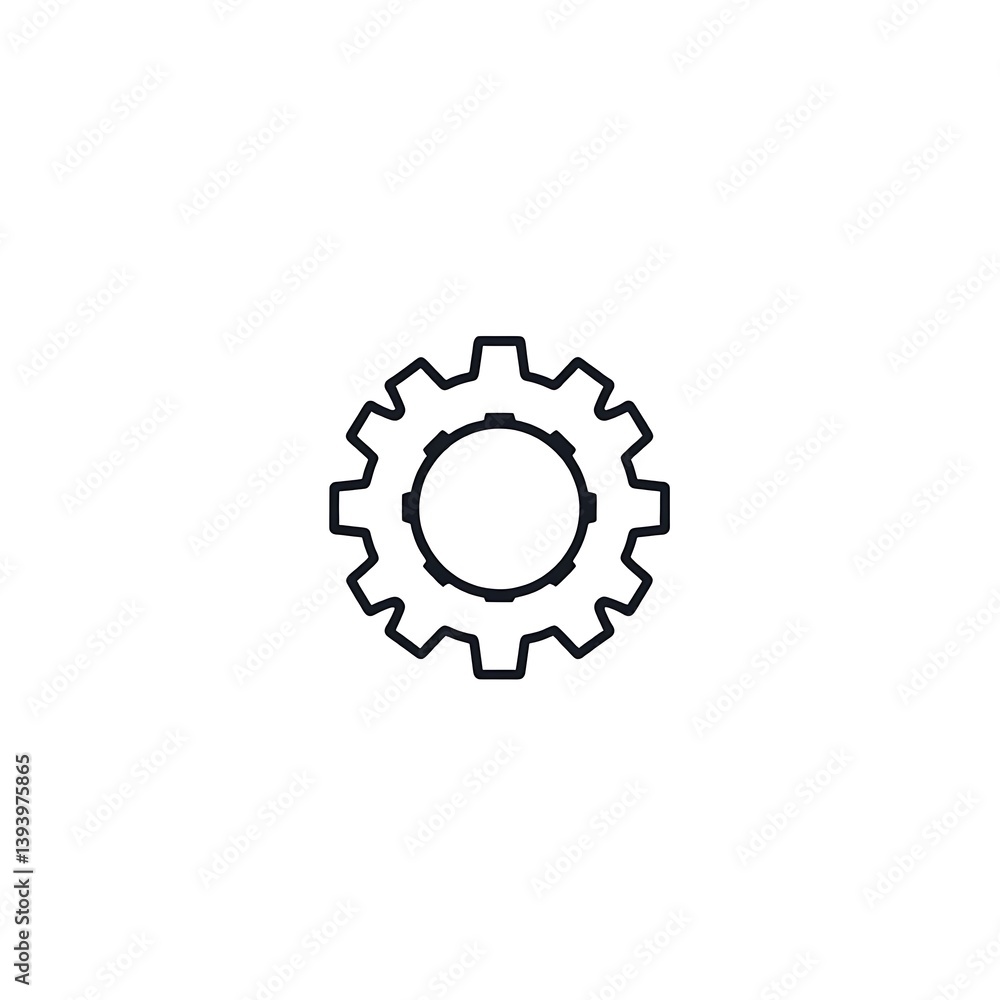 Gear doodle icon in flat linear design, simple black outline on solid white background. Gear doodle icon in flat linear design, simple black outline on solid white background.