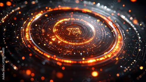 Wallpaper Mural Abstract image showcasing glowing concentric circles with data points Torontodigital.ca