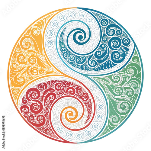 Yin Yang Symbol: Spiritual Balance Art on transparent background