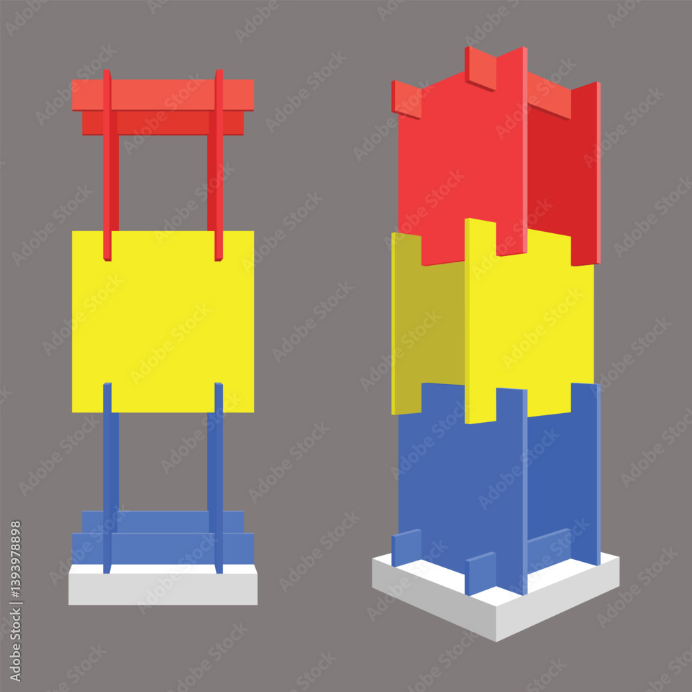 3d illustration standing display totem information knockdown portable movable simple construction with blank space logo company for event exhibition. Vector editable sketch outline drawing coloring. 3d illustration standing display totem information knockdown portable movable simple construction with blank space logo company for event exhibition. Vector editable sketch outline drawing coloring.