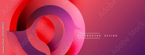 Abstract swirling shapes, vibrant reds, purples create dynamic composition. Smooth gradients suggest movement, modern design aesthetic. Background offers clean visual space.