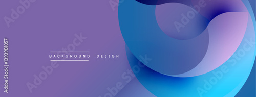 Abstract fluid shapes overlap, creating dynamic composition. Purple, blue hues dominate design. Modern aesthetic suitable for backgrounds, presentations. Smooth gradients enhance visual appeal.