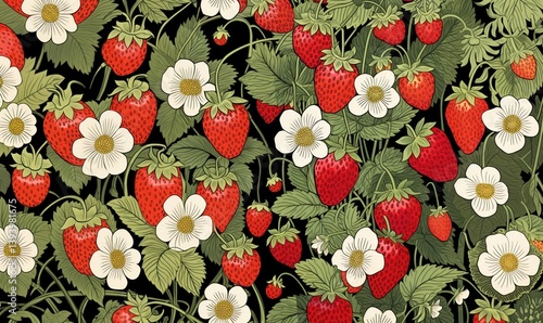 Obraz na płótnie Strawberries strawberry pattern nature. w salonie