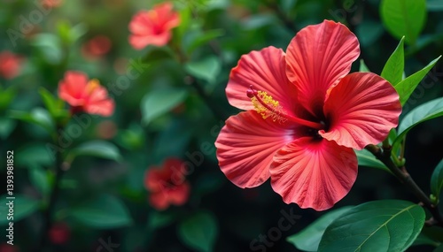 Wallpaper Mural Bold hibiscus blooms, tropical jungle vibe, vibrant colors, floral, tropical Torontodigital.ca