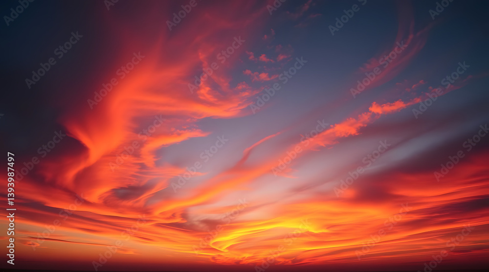 Fototapeta premium Toned dramatic sky background. orange pink clouds. Cloudscape. Fantastic sunset.