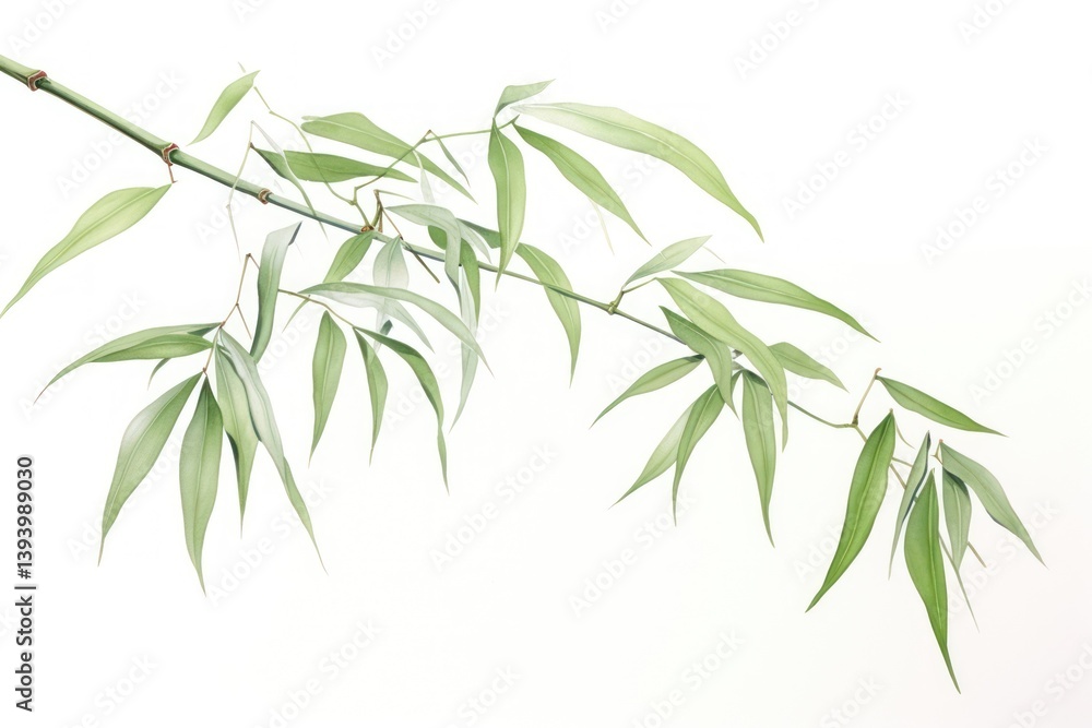 Fototapeta premium Botanical illustration bamboo leaf plant tree freshness.