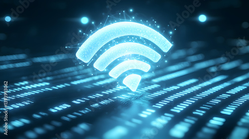 Global connectivity through wi-fi technology digital data streams graphic representation futuristic environment macro view conceptual illustration