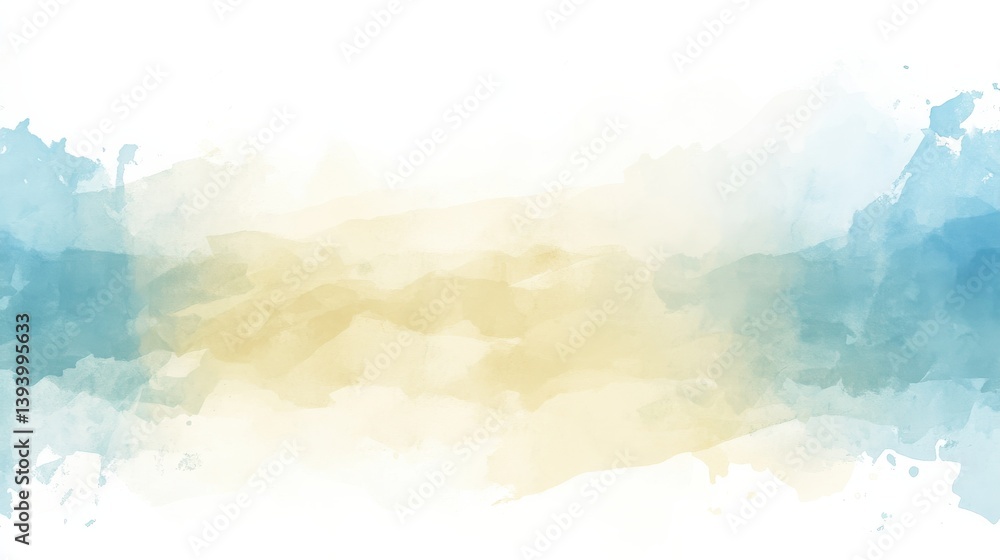 Obraz premium Soft Watercolor Background with Blue and Yellow Hues for Artistic Design and Creative Projects