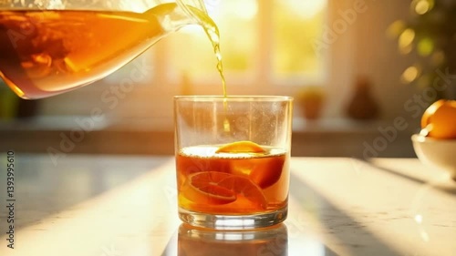 The ice lemon tea was refreshing, with condensation forming on the glass as the bright citrus flavor mingled with the sweetness, making it the perfect drink for a hot summer day.