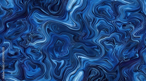 Abstract blue swirling pattern with smooth gradients and fluid shapes.