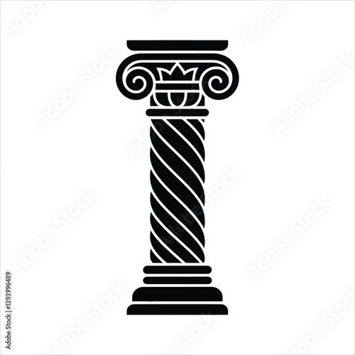 Greek pillar black vector icon on white background