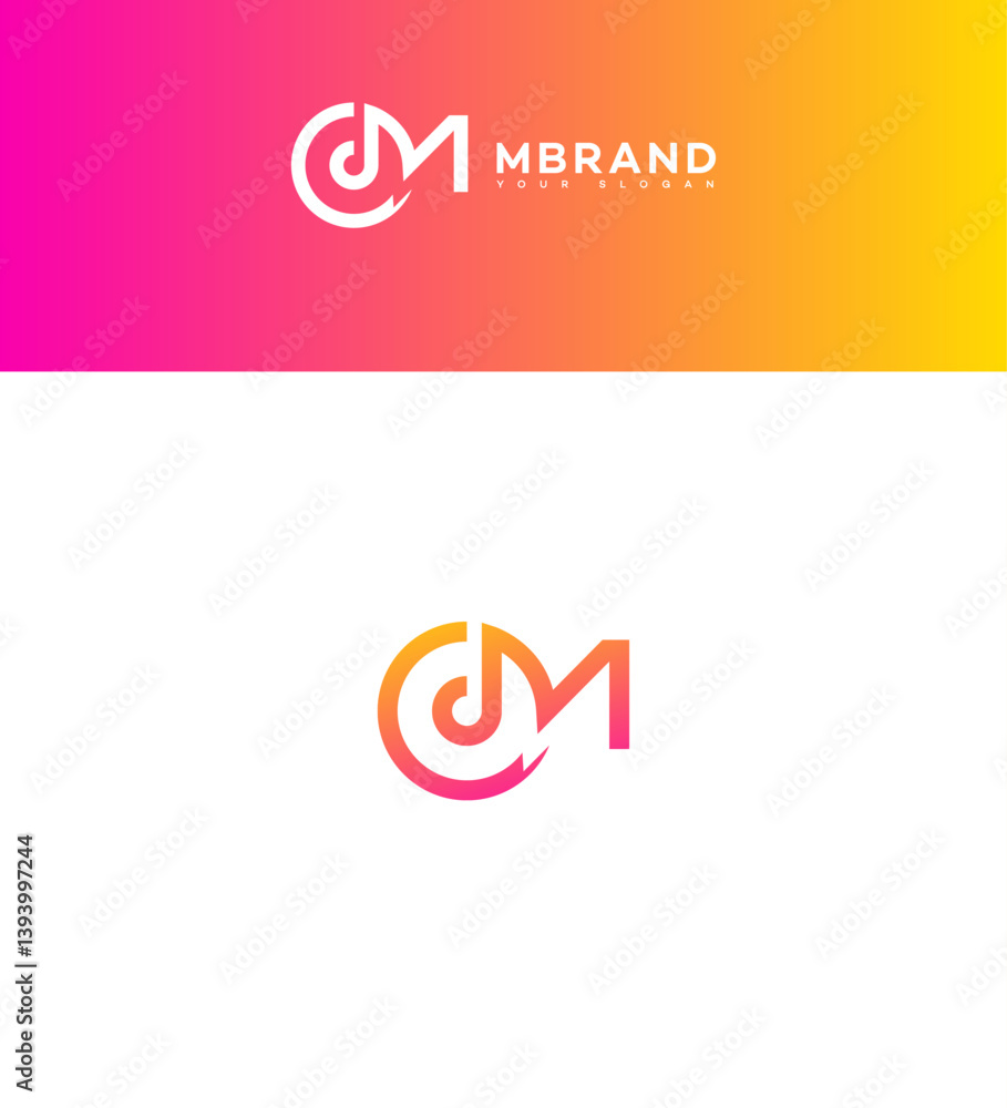 Fototapeta premium CM Brand Logo Design Modern, Gradient, Minimalist, Creative, Initial, Monogram, Letter, Symbol, Iden