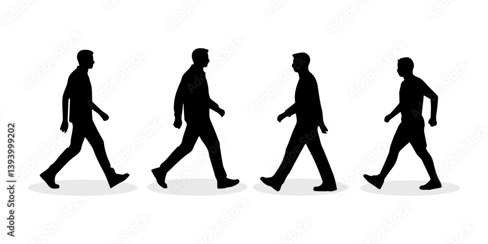 vector illustration silhouette of people walking