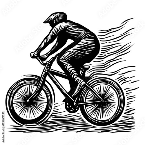 Bicycle Rider in Motion Illustrating Speed and Adventure Theme