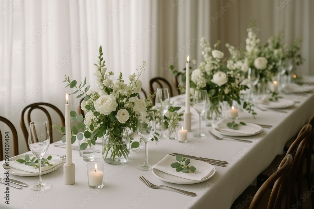 Fototapeta premium Elegant floral wedding table setting.