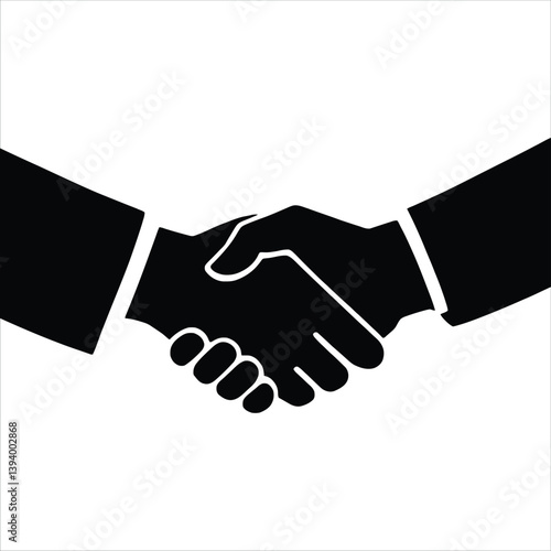 Vector logo handshake, handshake icon, black and white handshake illustration, agreement vector logo, partnership design, cooperation emblem.