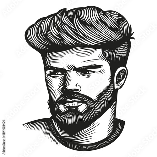 Bold Portrait of a Young Man with Stylish Hair and Beard Design