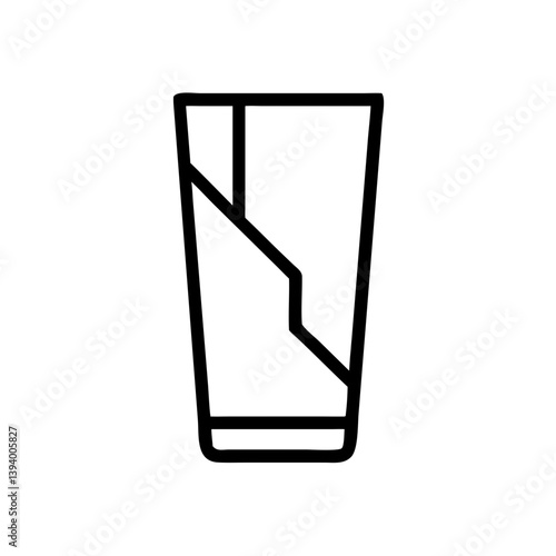 A bold, graphic representation of a fractured glass, symbolizing resilience and overcoming hardship with strong black lines on a white background.