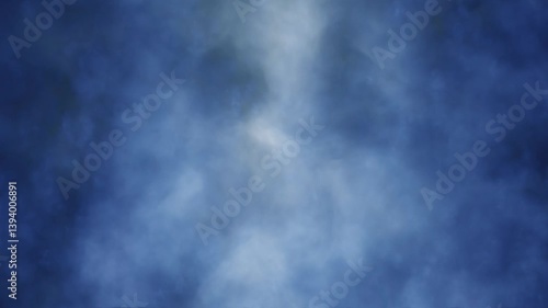 Flying through abstract realistic blue thick clouds motion loop animation. 