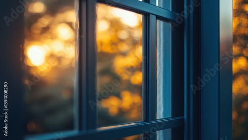 Golden sunset through a window