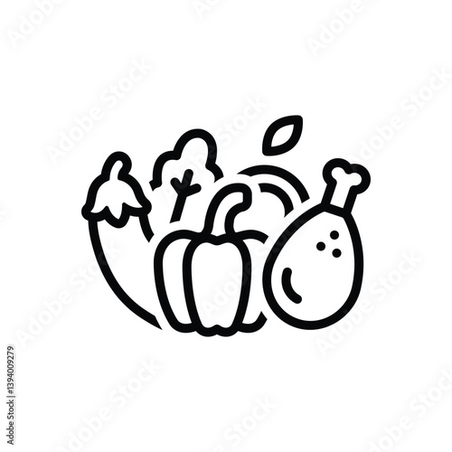Black line icon for raw