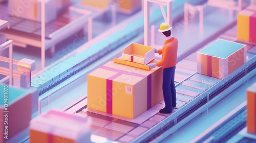 packaging a product in a secure manufacturing facility, with the product placed inside a specially marked box for confidential delivery 