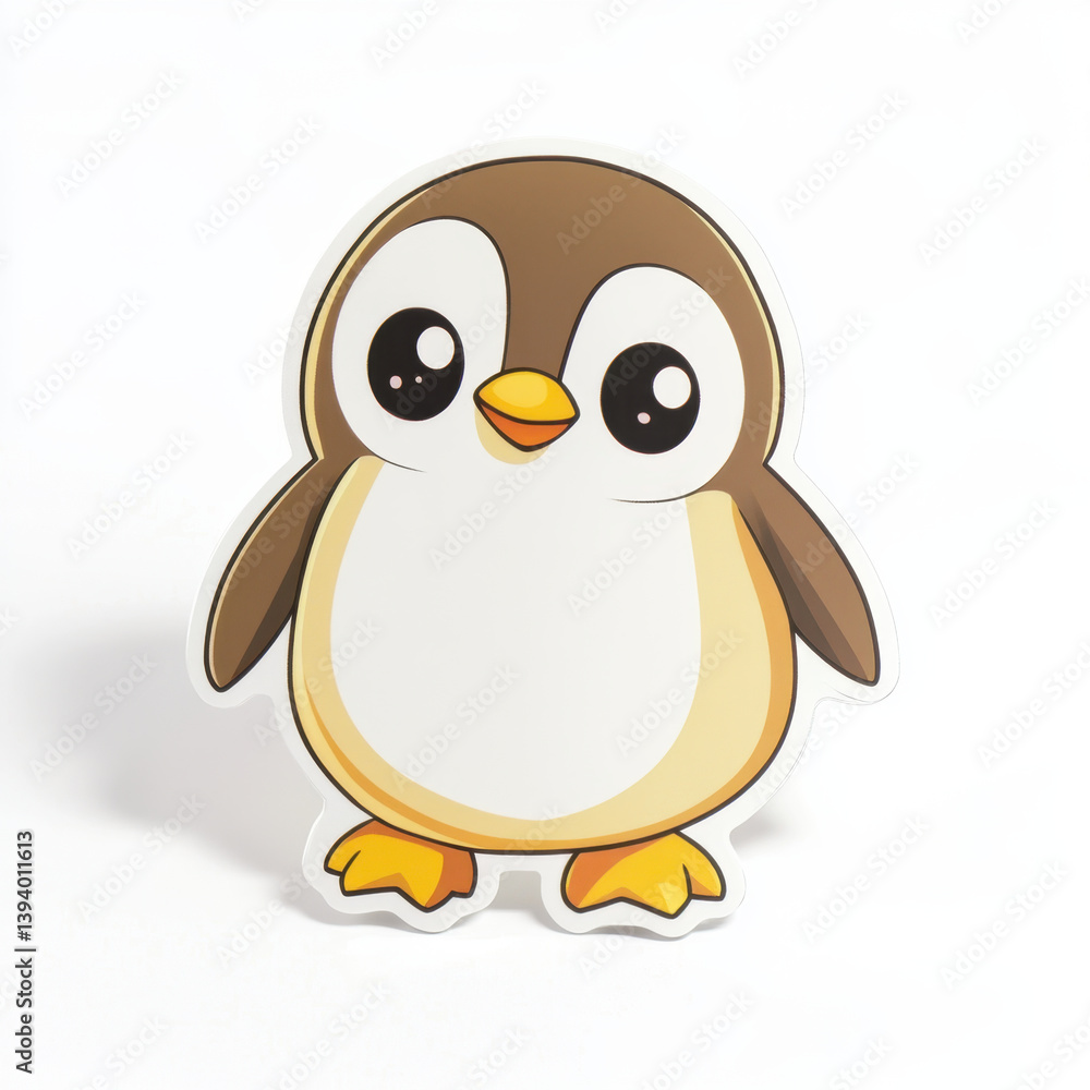 Cute animal sticker featuring cartoon penguin with big eyes and cheerful expression. This adorable design is perfect for decorating notebooks or personal items, bringing joy and charm to any Cute animal sticker featuring cartoon penguin with big eyes and cheerful expression. This adorable design is perfect for decorating notebooks or personal items, bringing joy and charm to any