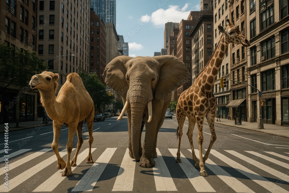 Fototapeta premium Urban wildlife crossing spectacle