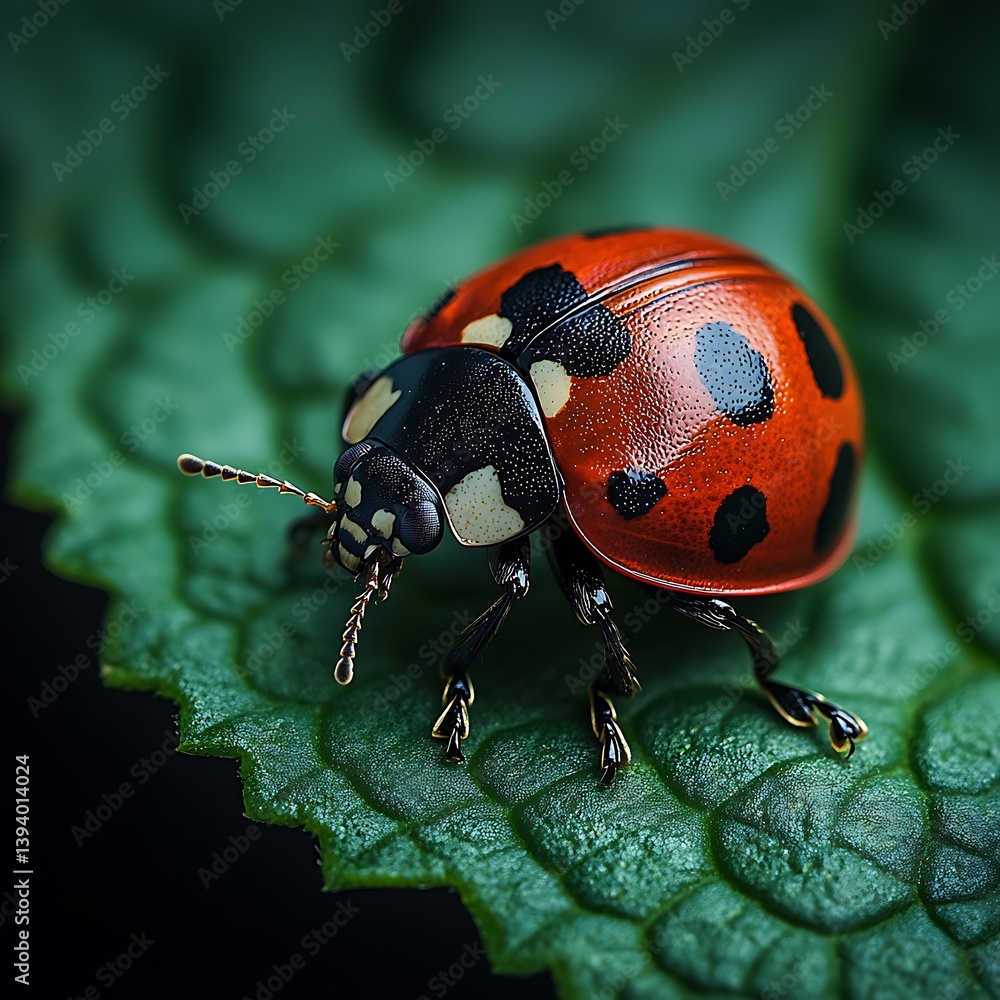 Naklejka premium Bold red beetle insect crawling high resolution picture