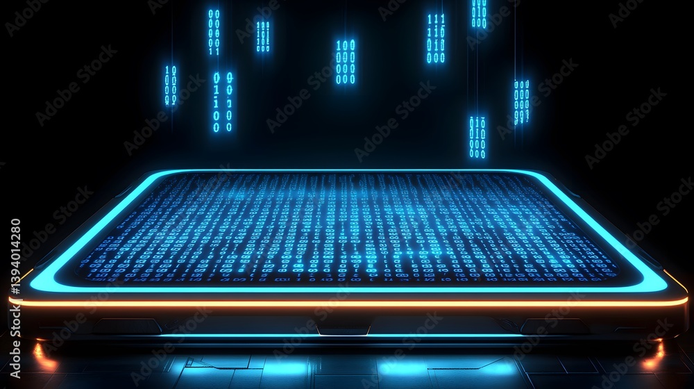 A digital representation of data flowing on a screen in neon light A digital representation of data flowing on a screen in neon light