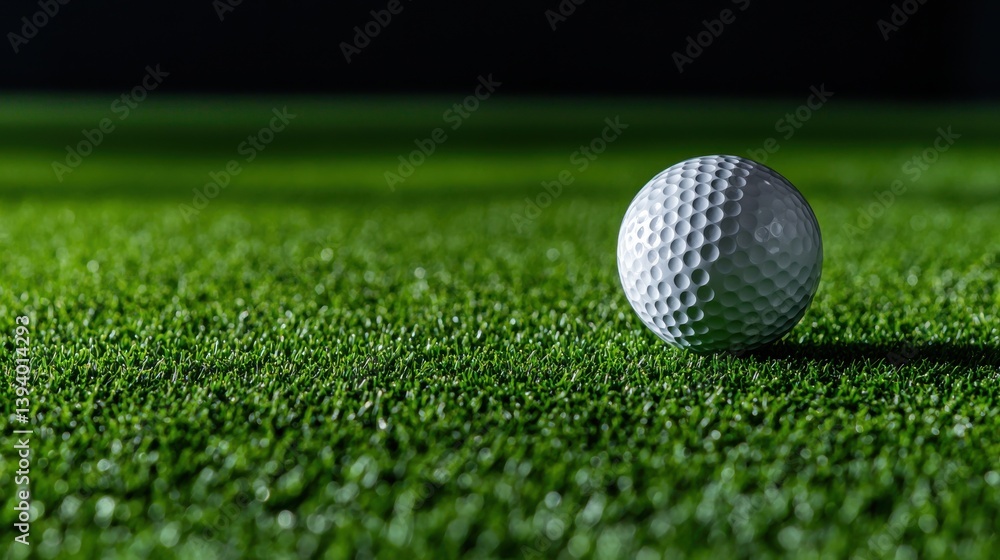 Obraz premium Close-Up View of a White Golf Ball on Lush Green Grass Under Soft Light Conditions