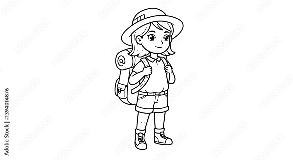 Explorer's Journey: A young adventurer, brimming with anticipation, sets forth on a thrilling exploration, equipped with a backpack and wide-brimmed hat, eager to uncover the wonders of the world. Explorer's Journey: A young adventurer, brimming with anticipation, sets forth on a thrilling exploration, equipped with a backpack and wide-brimmed hat, eager to uncover the wonders of the world.