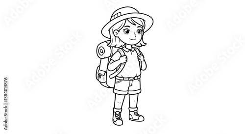 Explorer's Journey: A young adventurer, brimming with anticipation, sets forth on a thrilling exploration, equipped with a backpack and wide-brimmed hat, eager to uncover the wonders of the world.
